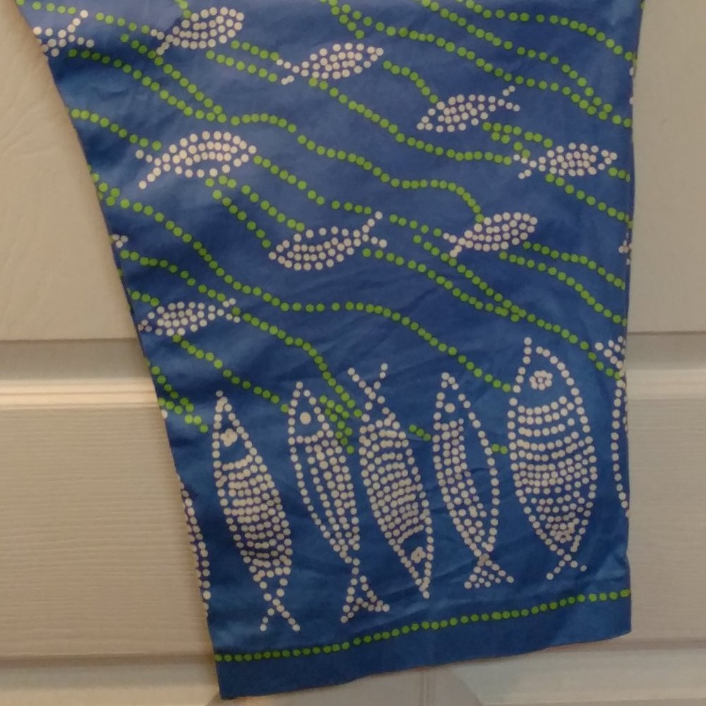 Plus Size 24W Ocean Blue/Green and White Fish Design Pants